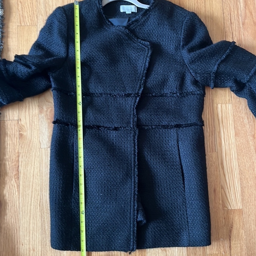EUC ANN TAYLOR LOFT TWEED DRAPED FRINGE JACKET BLAZER, size medium - Picture 6 of 6